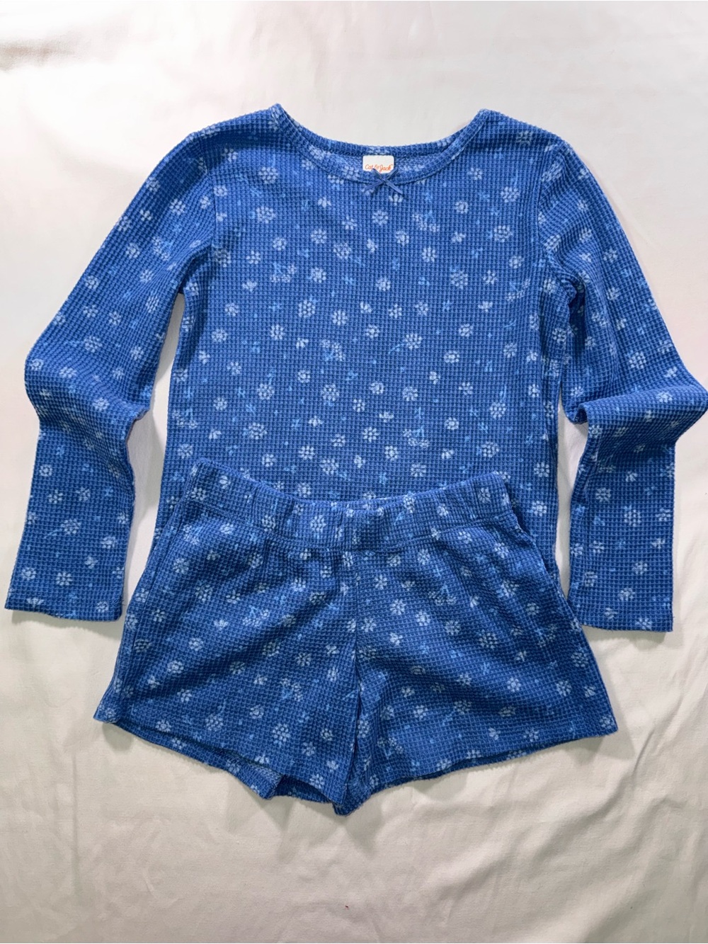 Cat & Jack Blue Waffle Knit Sleepwear Set SZ-L 10/13